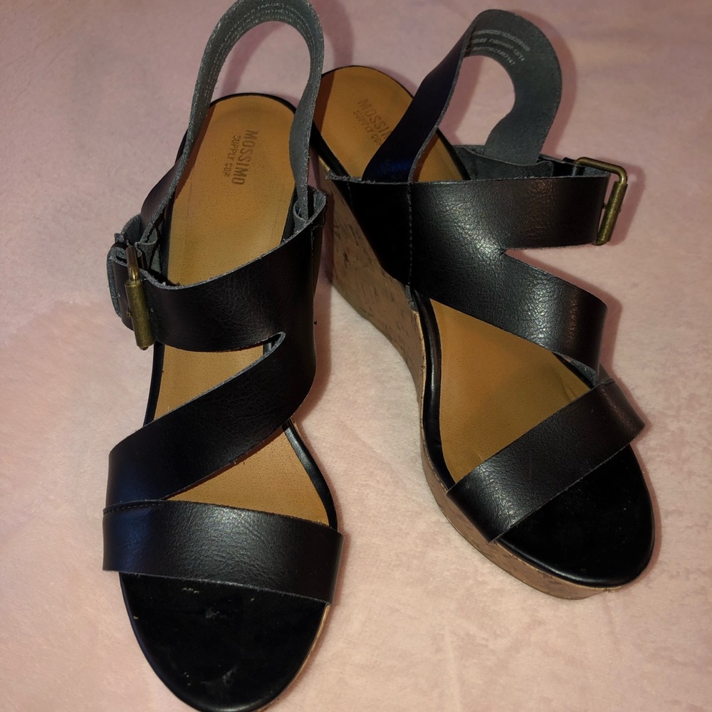 Black Strappy Wedges